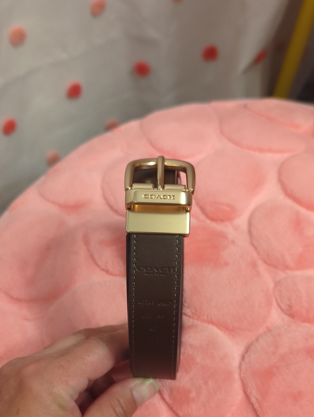 Coach Men's Dark Brown Leather Belt with Gold-Tone Buckle